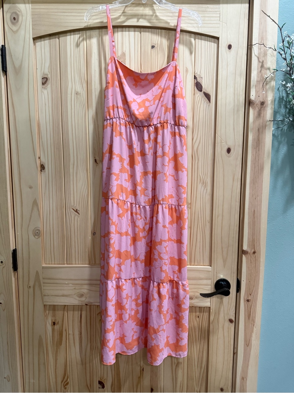 Pink & Orange Floral Maxi Dress, Size XL, Social Standard‎